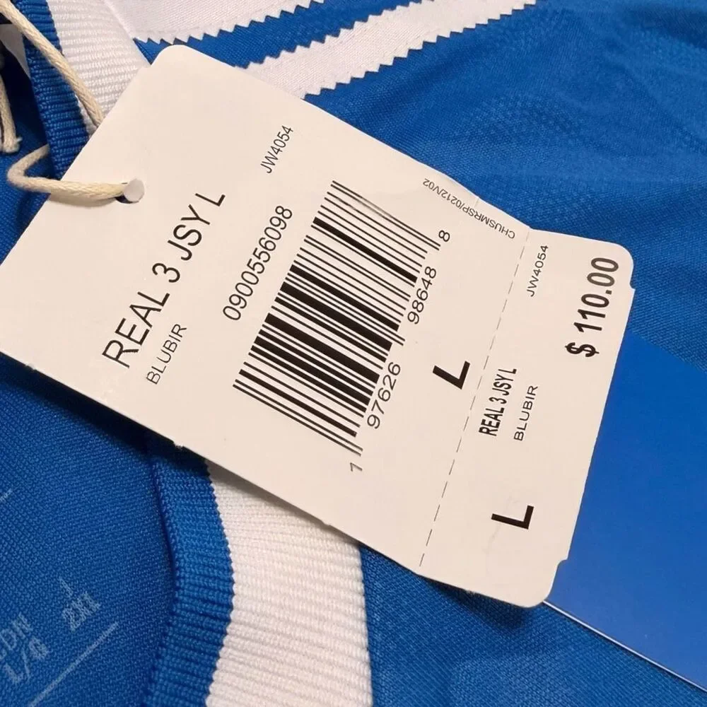 Adidas Real Madrid 25/26 Blue Long Sleeve Third Jersey JW4054 Mens size L New